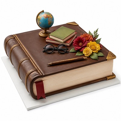 Торт «Книга» для учителя с тематической фигуркой