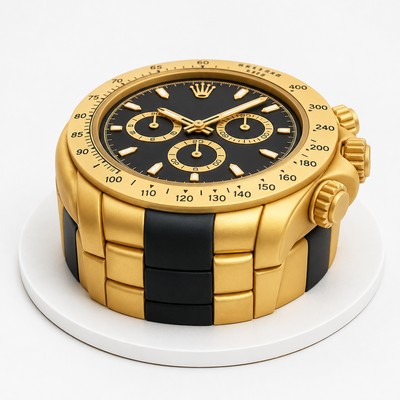 Торт в виде часов Rolex с фигурками из мастики