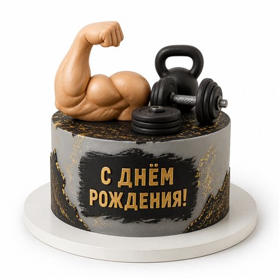 Торт культуриста с ручной работой с праздничной надписью