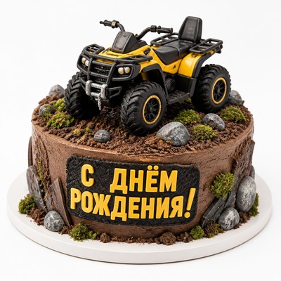 Торт квадроцикл эффектное вкусное воплощение мечты с праздничной надписью