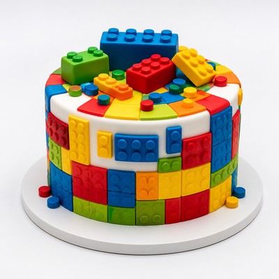 Торт LEGO Френдс для девочки с аккуратным орнаментом