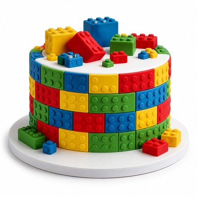 Детский торт LEGO Майнкрафт с золотым декором для праздничного стола
