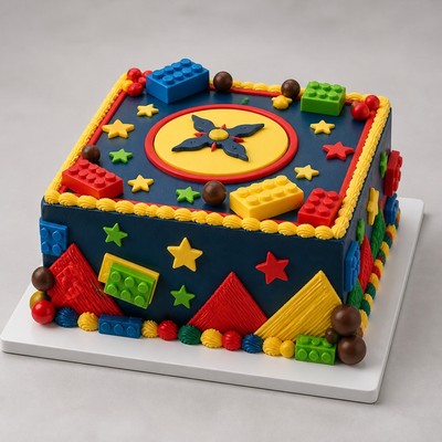 Торт LEGO Ninjago с аккуратным орнаментом