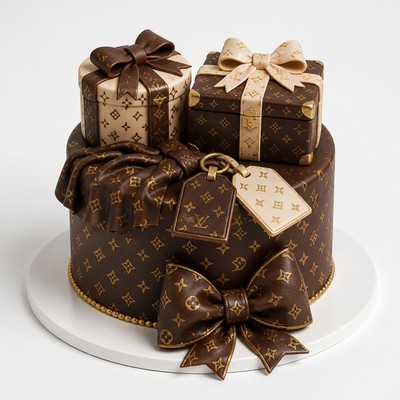 Торт louis vuitton луи виттон для гостей с конфетным декором