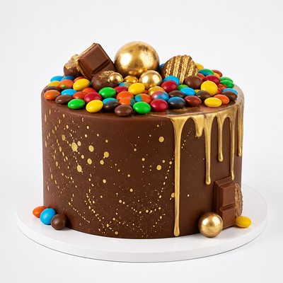 Детский торт M&M’s с золотым декором