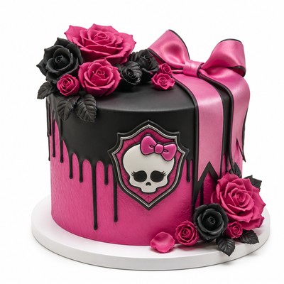 Торт Monster High с розами и лентой