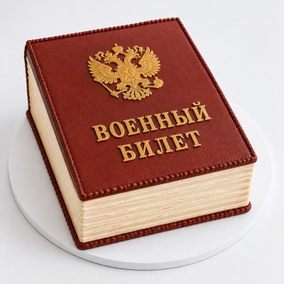 Торт неподражаемый «военный билет» для именинника с воздушным кремом