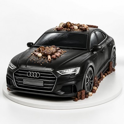 Торт обалденный автоторт форме машины ауди фото с конфетным декором