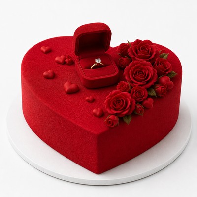 Торт предложение руки сердца с бархатным покрытием