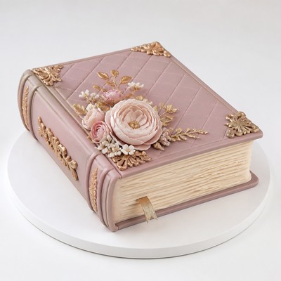 Детский торт в виде книги с фигурным декором