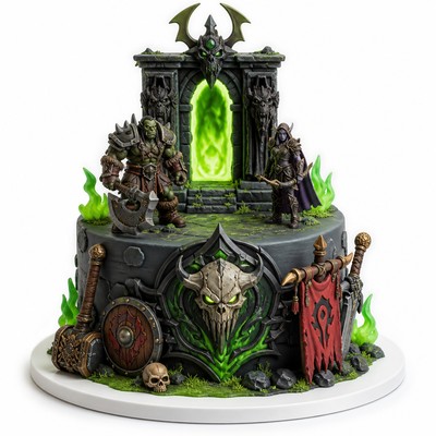 Торт с фигурным декором world warcraft яркий элемент вашего праздника
