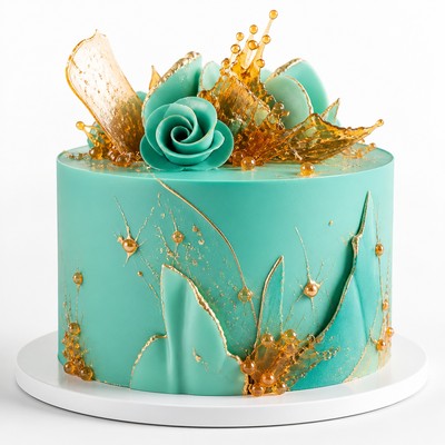 Свадебный торт в стиле Tiffany с карамельным декором