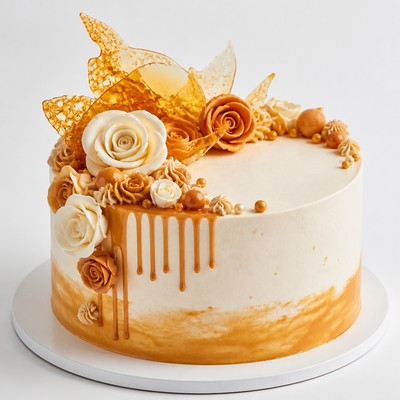 Торт с карамельным декором любимой мамочке бабушке
