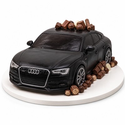 Торт с конфетным декором обалденный автоторт форме машины ауди фото