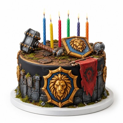 Торт с праздничными свечами world warcraft яркий элемент вашего праздника