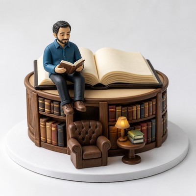 Торт с сахарными фигурками книга юбилей мужчине