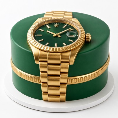 Торт в виде часов Rolex с сахарными фигурками