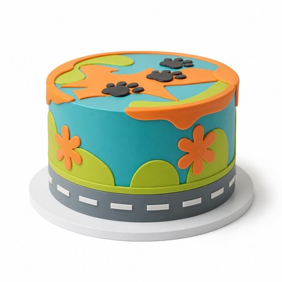 Торт с сахарными фигурками скуби юных любителей приключений