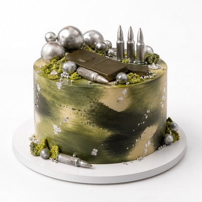 Торт с серебряным декором проводы армию под вкусный