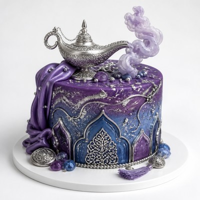 Торт с серебряным декором стиле aladdin обходятся волшебства джина