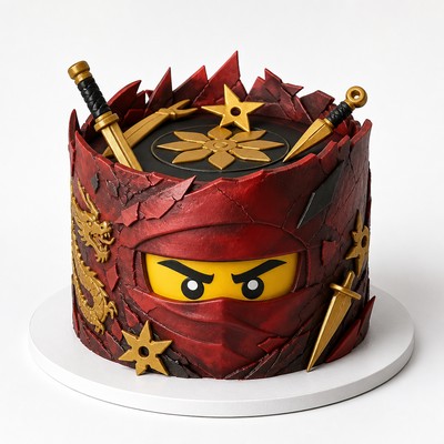 Детский торт LEGO Ninjago с тематическими элементами