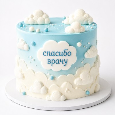 Торт «Спасибо врачу» с воздушными облаками
