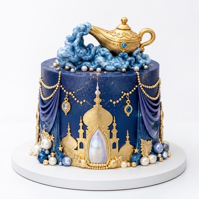 Торт стиле aladdin обходятся волшебства джина персональный с жемчужным декором