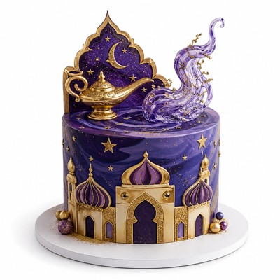 Торт стиле aladdin обходятся волшебства джина с карамельным декором