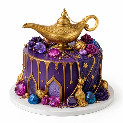 Торт стиле aladdin обходятся волшебства джина с конфетным декором