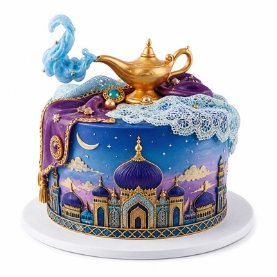 Торт стиле aladdin обходятся волшебства джина с нежным кружевом
