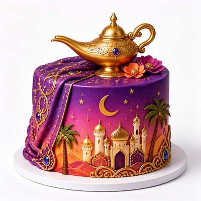 Торт стиле aladdin обходятся волшебства джина яркий с тематическим декором