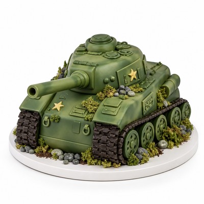Торт танк мастики на праздник с сахарными фигурками