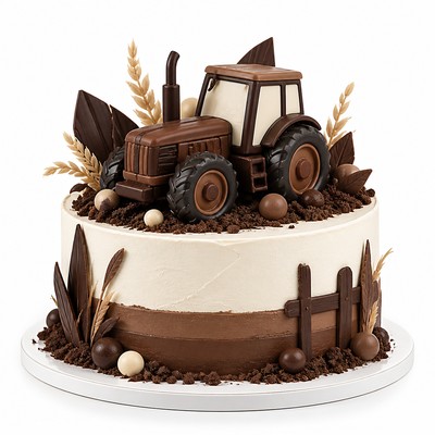 Торт tractor style авторский с шоколадным декором