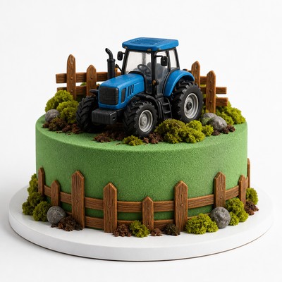 Торт tractor style бархатный с тематическим декором
