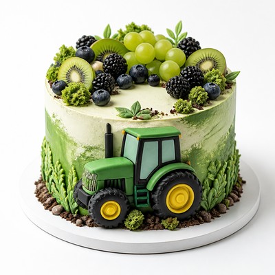 Торт tractor style для торжества с фруктовым акцентом