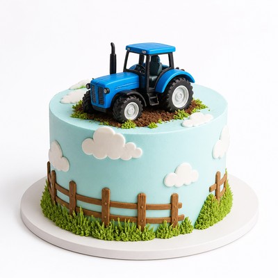 Торт tractor style с воздушными облаками