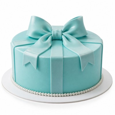 Торт в стиле Tiffany с бантом и перламутром