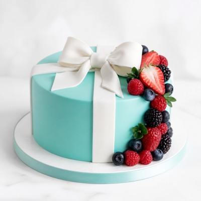Торт в стиле Tiffany с ягодным акцентом