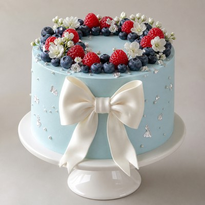 Торт в стиле Tiffany с ягодным оформлением