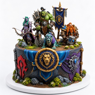 Торт world warcraft яркий элемент вашего праздника с сахарными фигурками