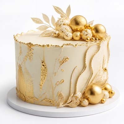 Торт золотом с элегантным оформлением