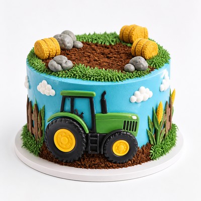 Яркий торт для именинника tractor style