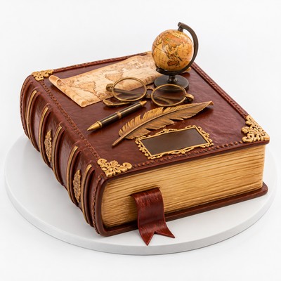 Яркий торт книга юбилей мужчине с фигурным декором