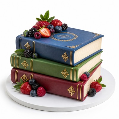 Яркий торт книги с ягодным акцентом