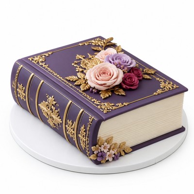 Яркий торт виде книги с индивидуальным декором