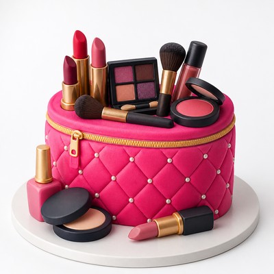 Яркий торт виде косметики с бархатным покрытием