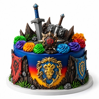 Яркий торт world warcraft яркий элемент вашего праздника с контрастным декором