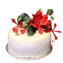 Торт Красные цветы на белом