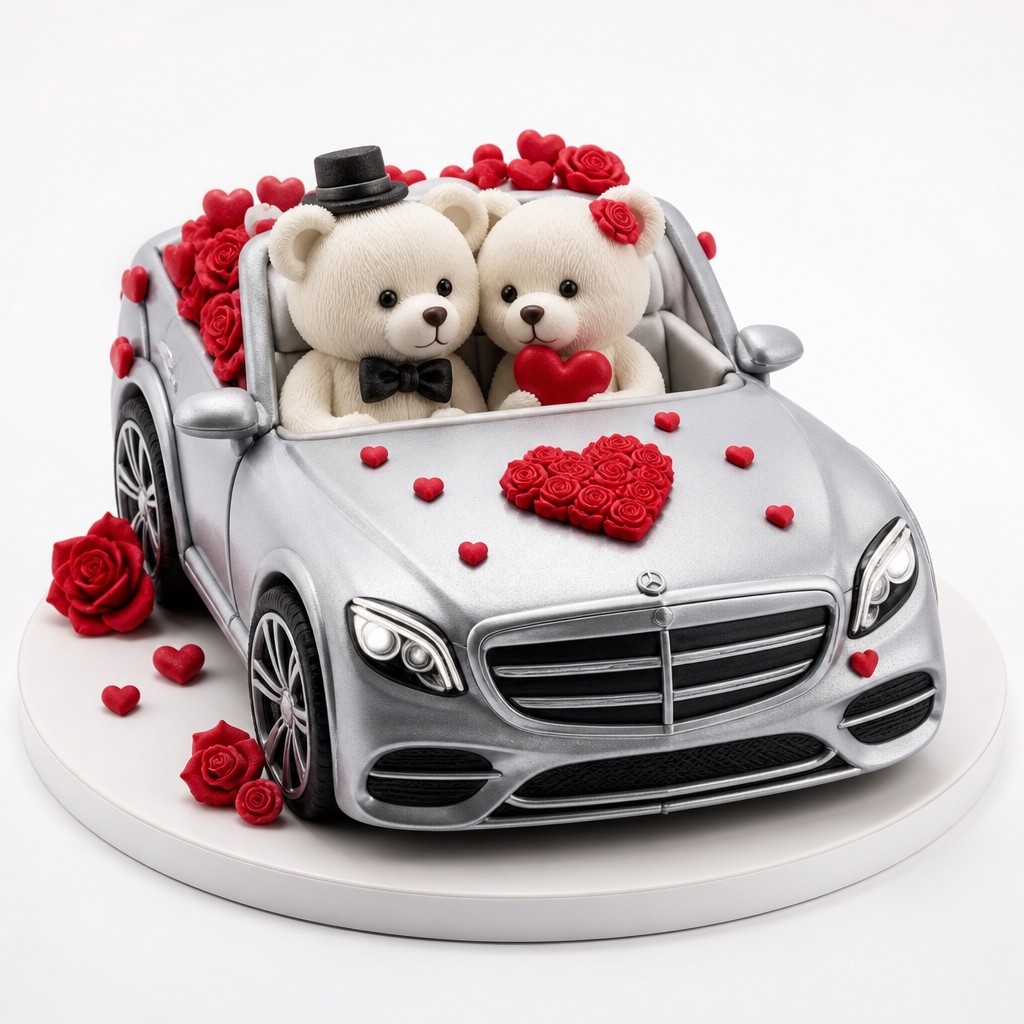 Торт Mercedes с влюбленными мишками