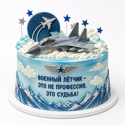Торт нежный аппетитный и яркий торт для военного летчика - залог успешного торжества! с фигурками и надписью